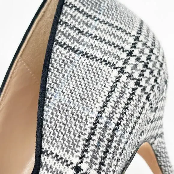 Manolo Blahnik Campari Houndstooth Wool Black Trim Mary Jane Heels Pumps IT 37.5 - Picture 8 of 11